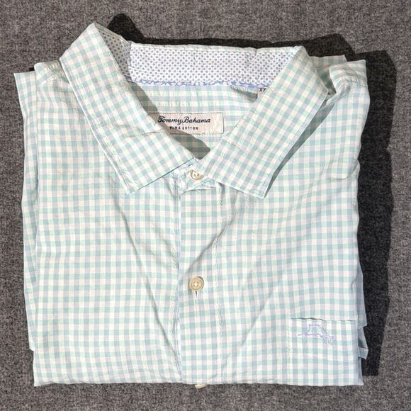 Tommy Bahama Other - Tommy Bahama Shirt Mens 2XL Aqua Mint Gingham Button Down Long Sleeve Resortwear